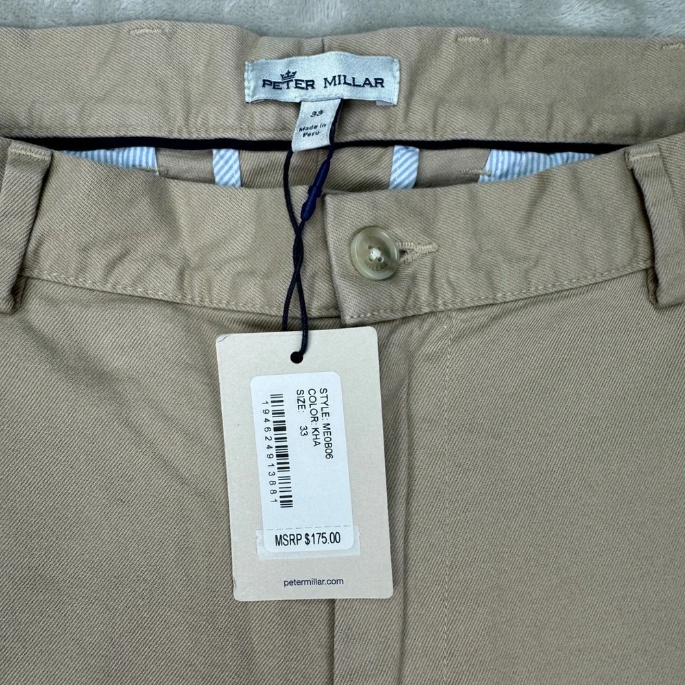NWT Peter Millar Crown Pilot Twill Flat Front Men's 33X36 Tall ME0B06 MSRP $175